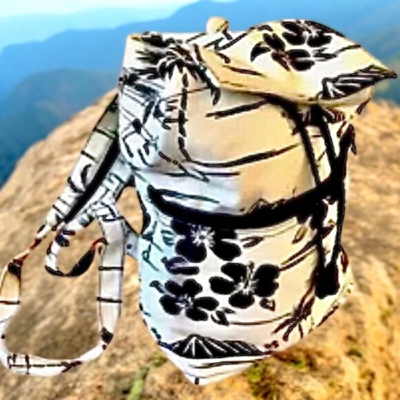 Canvas Floral Sling Shoulder Bag OR Backpack Compact Small - Picture 9 of 10